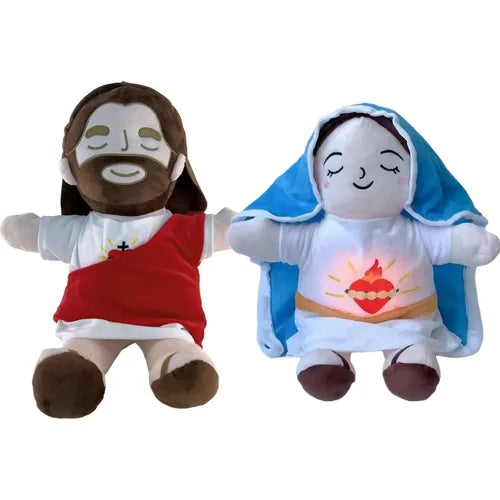 Sagrada Compañía✝️ Peluche Jesús que Respira + Virgen María de Regalo🎁